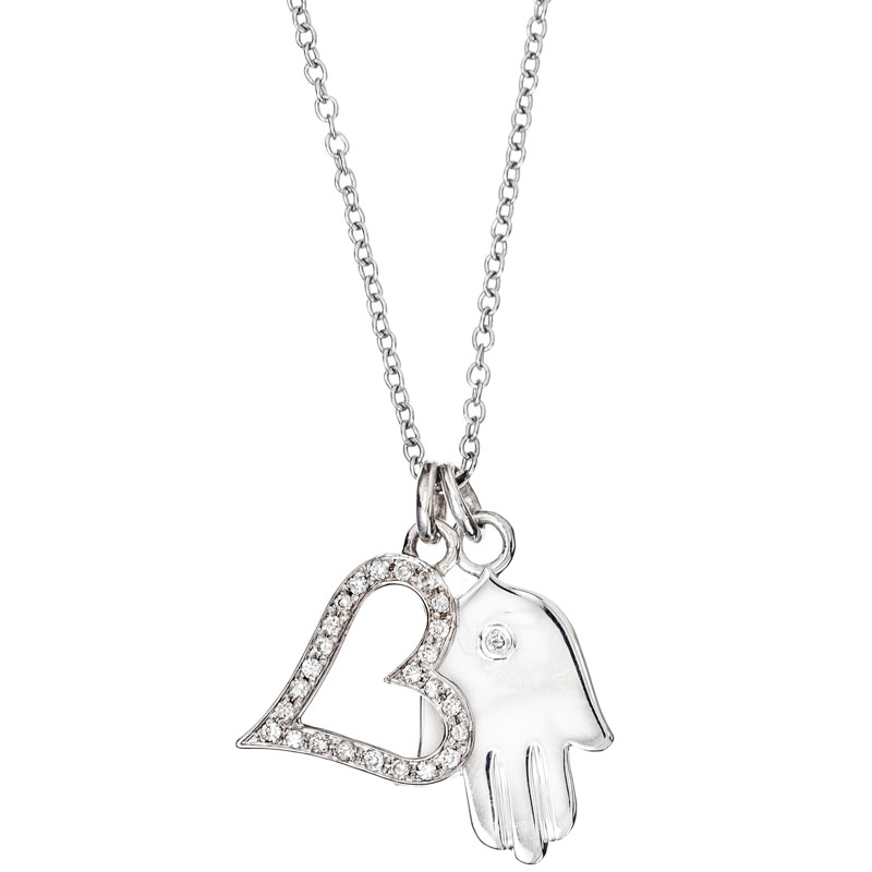 שרשרת עם תליוני לב וחמסה