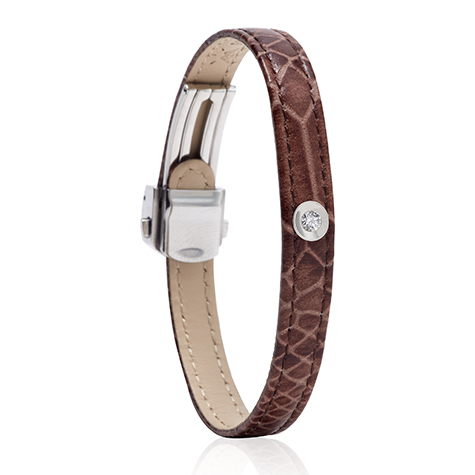 צמיד עור דמוי נחש משובץ יהלום MASAOR