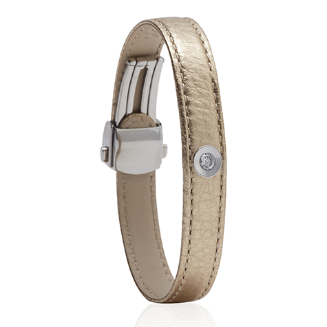 צמיד עור מוזהב משובץ יהלום MASAOR