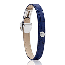 צמיד עור כחול נייבי משובץ יהלום MASAOR