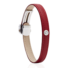 צמיד עור בורדו משובץ יהלום MASAOR