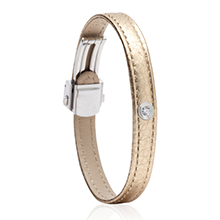 צמיד עור מוזהב משובץ יהלום MASAOR