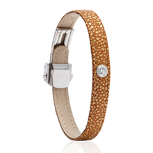 צמיד עור כתום מנוקד משובץ יהלום MASAOR