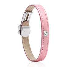 צמיד עור ורוד משובץ יהלום MASAOR