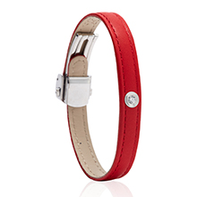 צמיד עור אדום משובץ יהלום MASAOR