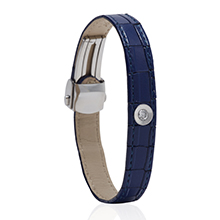 צמיד עור כחול נייבי משובץ יהלום MASAOR