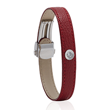 צמיד עור בורדו משובץ יהלום MASAOR