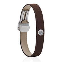 צמיד עור חום כהה משובץ יהלום MASAOR