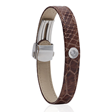 צמיד עור דמוי נחש משובץ יהלום MASAOR