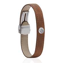 צמיד עור חום משובץ יהלום MASAOR