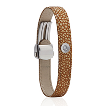 צמיד עור כתום מנוקד משובץ יהלום MASAOR