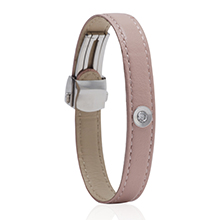 צמיד עור ורוד פסטל משובץ יהלום MASAOR