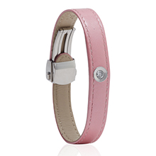 צמיד עור ורוד משובץ יהלום MASAOR