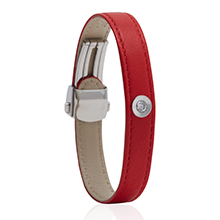 צמיד עור אדום משובץ יהלום MASAOR