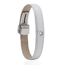 צמיד עור לבן משובץ יהלום MASAOR