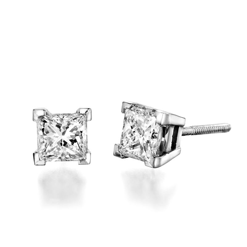 עגילי יהלום פרינסס 0.60 קראט